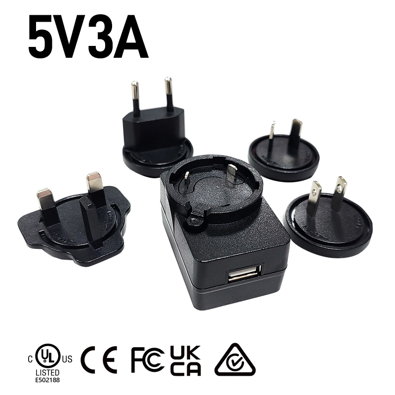 5V 3A மாற்றக்கூடிய பிளக் USB சார்ஜர்