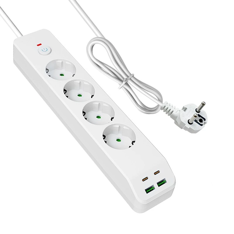 4 AC மற்றும் 4 USB உடன் வேகமாக சார்ஜ் செய்யும் EU பவர் ஸ்ட்ரிப்