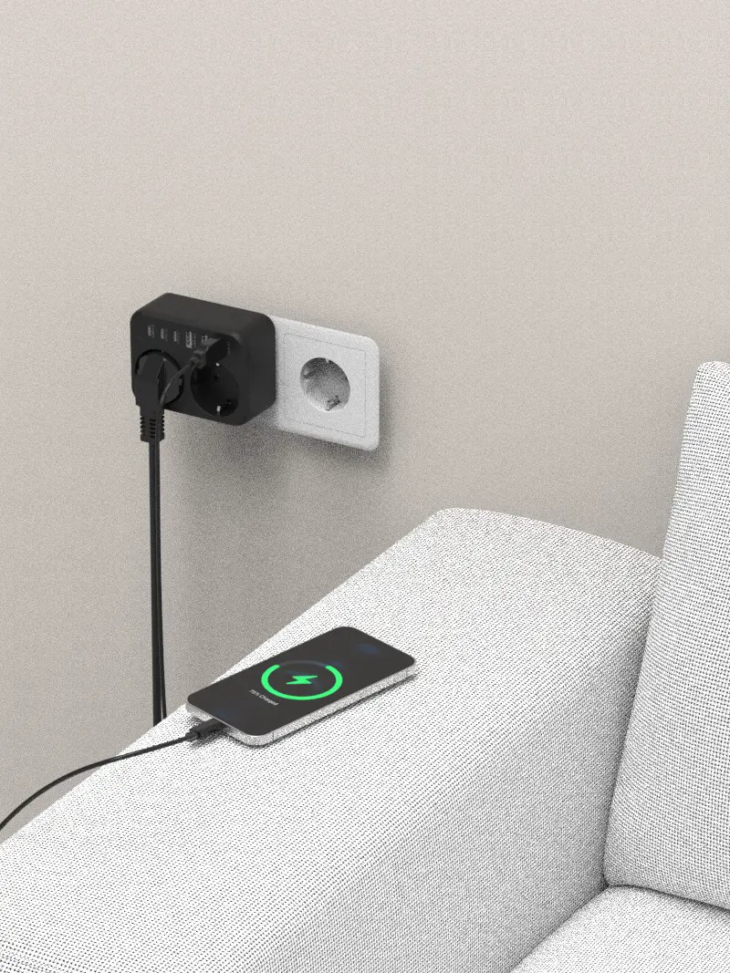 2 Outlets Eu Wall Powers Strip