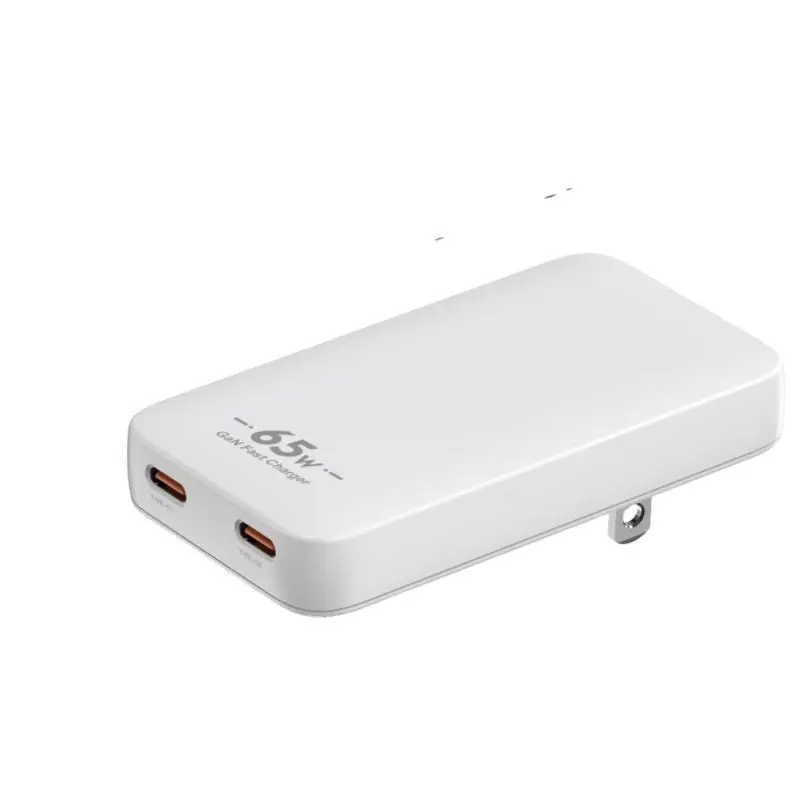 PD65W GaN USB-C அல்ட்ரா-தின் வால் சார்ஜர் இரட்டை போர்ட் அடாப்டர்